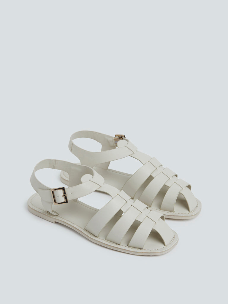 LUNA BLU Ivory Fisherman Strap Sandals